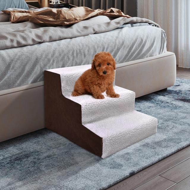Escada Ramp Indoor para Filhotes e Gatos até 25 kg - 3 Degraus em Bege
