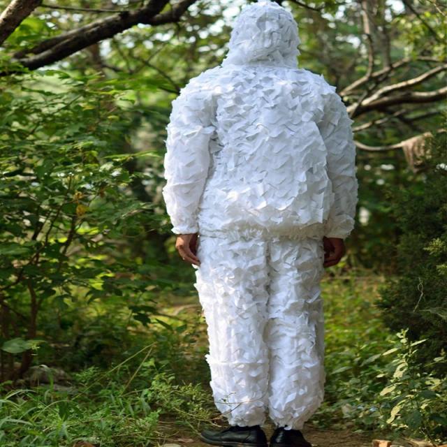 Sniper Ghillie Suit Branco: Jaqueta e Calça para Caça, Escalada e Treinamento em Neve
