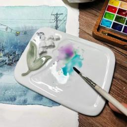 Retro Lírio do Vale Paleta Cerâmica, Tonificação Aquarela, Ferramenta de Mistura de Cores, Fácil de Limpar, Artista Estudante Pintura Suprimentos - Image 1