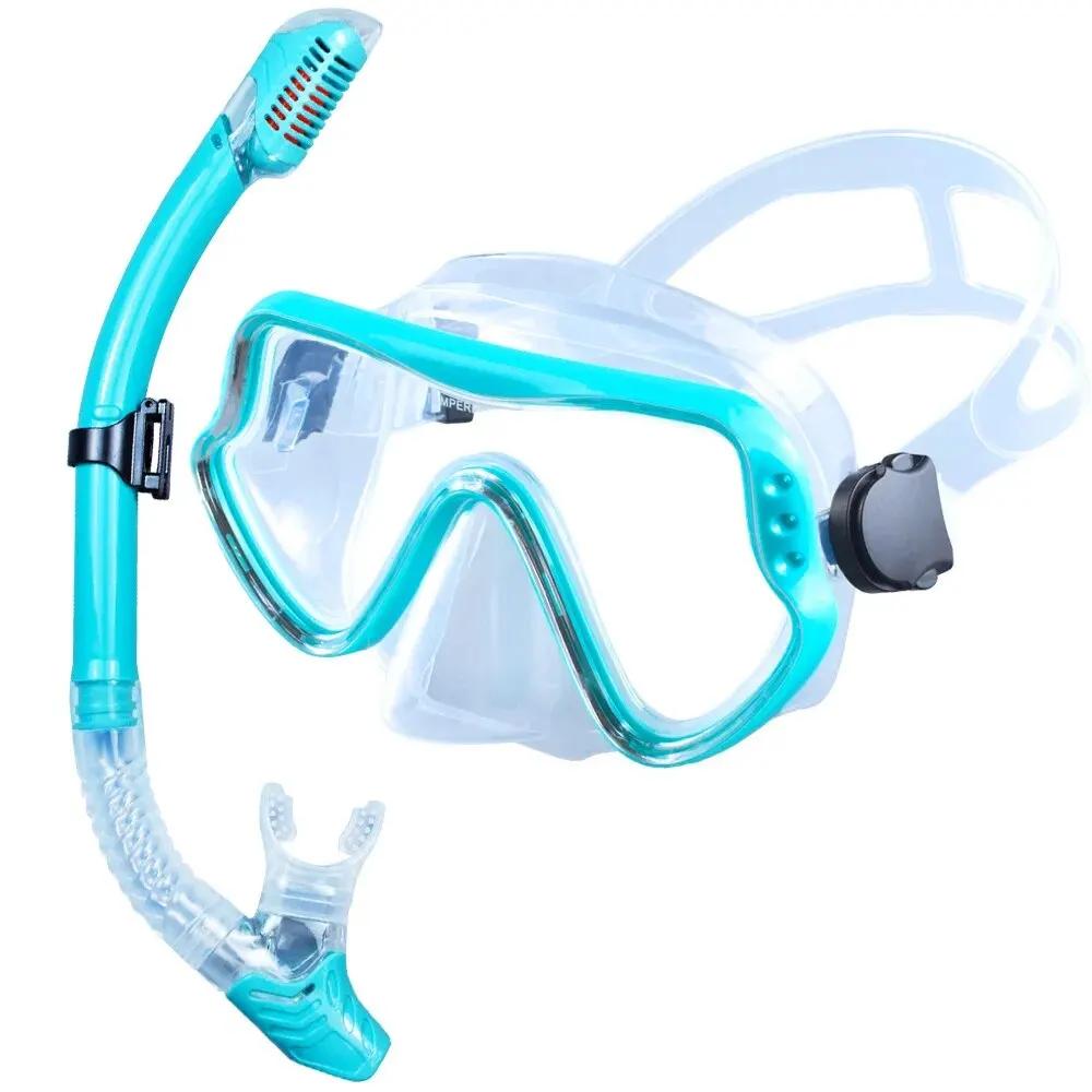 Conjunto de snorkel seco máscara de mergulho para adultos vidro temperado profissional panorâmico equipamento de mergulho treinamento de natação kit de snorkel - Image 1
