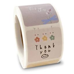 Cute Cartoon Floral Obrigado Adesivos, Feriado, Decoração De Presentes De Festa De Casamento, Selo Adesivo, Etiquetas De Envelope, Bonito, 300pcs por rolo - Image 2