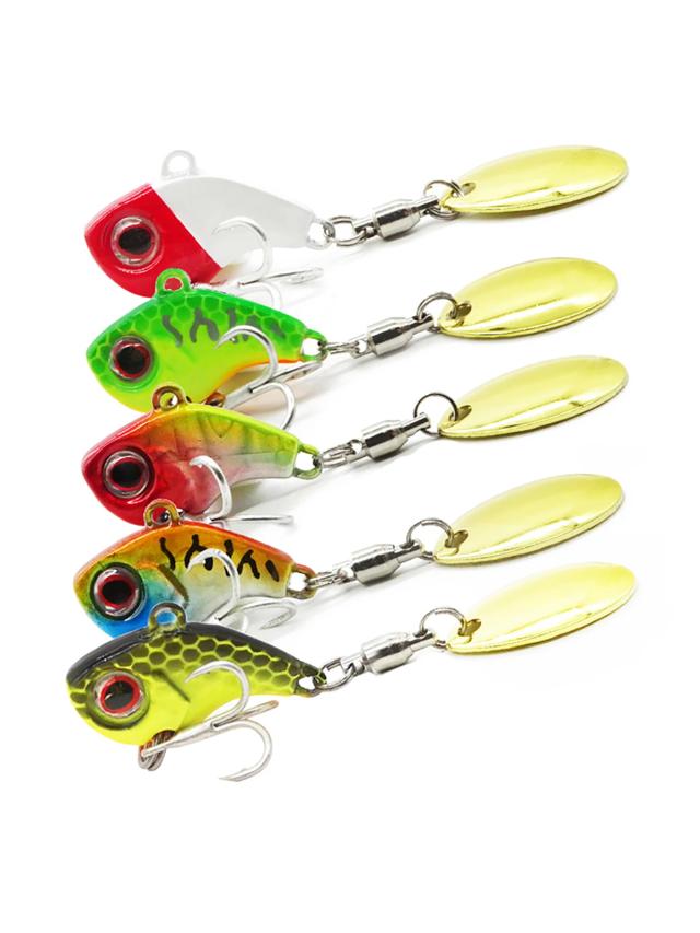 5 Pçs Spinner Isca de Pesca 5g-20g Metal 3X Gancho Forte Olhos 3D