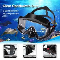 Máscara de natação anti-nevoeiro, adequada para adultos, mergulho, óculos de mergulho com snorkel com lente PC - Image 4