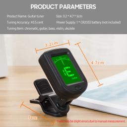 T-02 afinador de guitarra clip-on sintonizador digital cromático display lcd mini tamanho tuner para guitarra acústica ukulele violino tuner acessório - Image 4