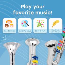 Clarinete de vento e latão para crianças, Instrumentos musicais para crianças, 8 teclas codificadas coloridas, Ensinando canções - Image 3