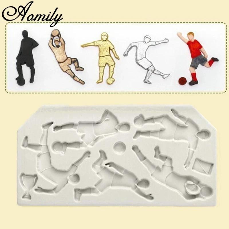 Aomily-molde de silicone para bolo, futebol, rugby, rugby, fondant, chocolate, cookies, ferramentas de cozimento, argila, sabão, 1pc - Image 1