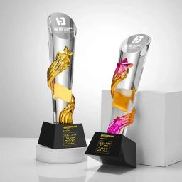 Prêmios De Troféu De Cristal Criativo Personalizado, Esportes Universal Trofeo, Decoração De Casa, Resina Irregular Ouro, Prata, Coluna De Cobre, 1Pc - Image 1