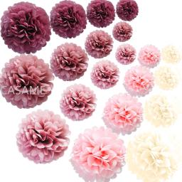 5 pçs papel pompons pompons flor bolas festa de casamento decorativo decoração para casa tecido aniversário natal decoração diy - Image 1