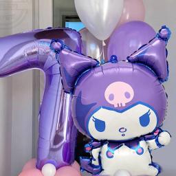 Kit de balão de decoração temática Sanrio Kuromi, roxo, número 1-9, festa de aniversário para menina, 32 ", 31pcs - Image 3