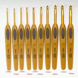 8 pçs artesanal crochê gancho conjunto pontos ferramenta de costura em casa agulhas de tricô liga alumínio diy portátil - Image 3