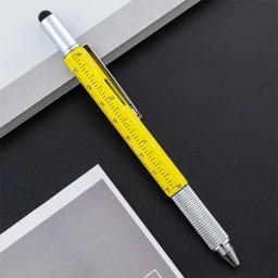 Multi-função Caneta Esferográfica, Chave De Fenda Gradienter, Material De Escritório, Material Escolar, Escala, 6 em 1, 1Pc - Image 1