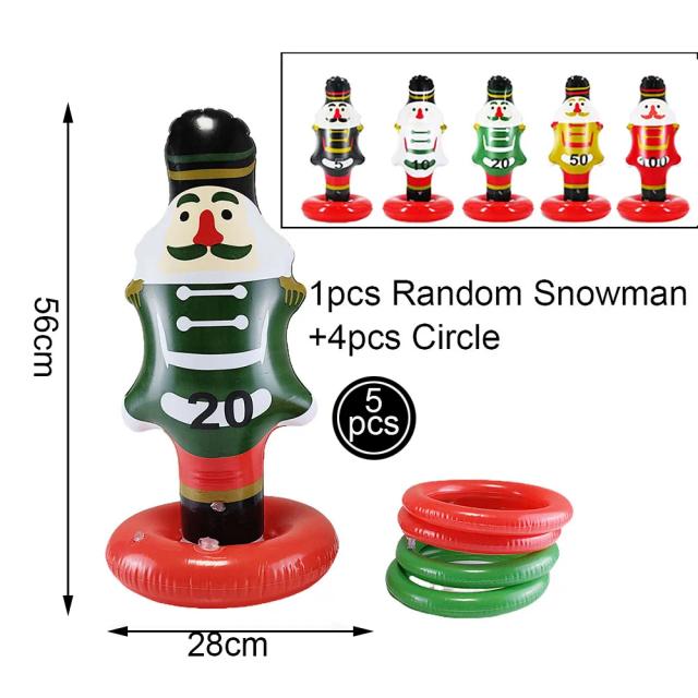 Jogo de Arremesso de Argola de Rena Inflável de Natal Chapéu de Rena Boneco de Neve Jogos de Festa Familiar Indoor/Outdoor