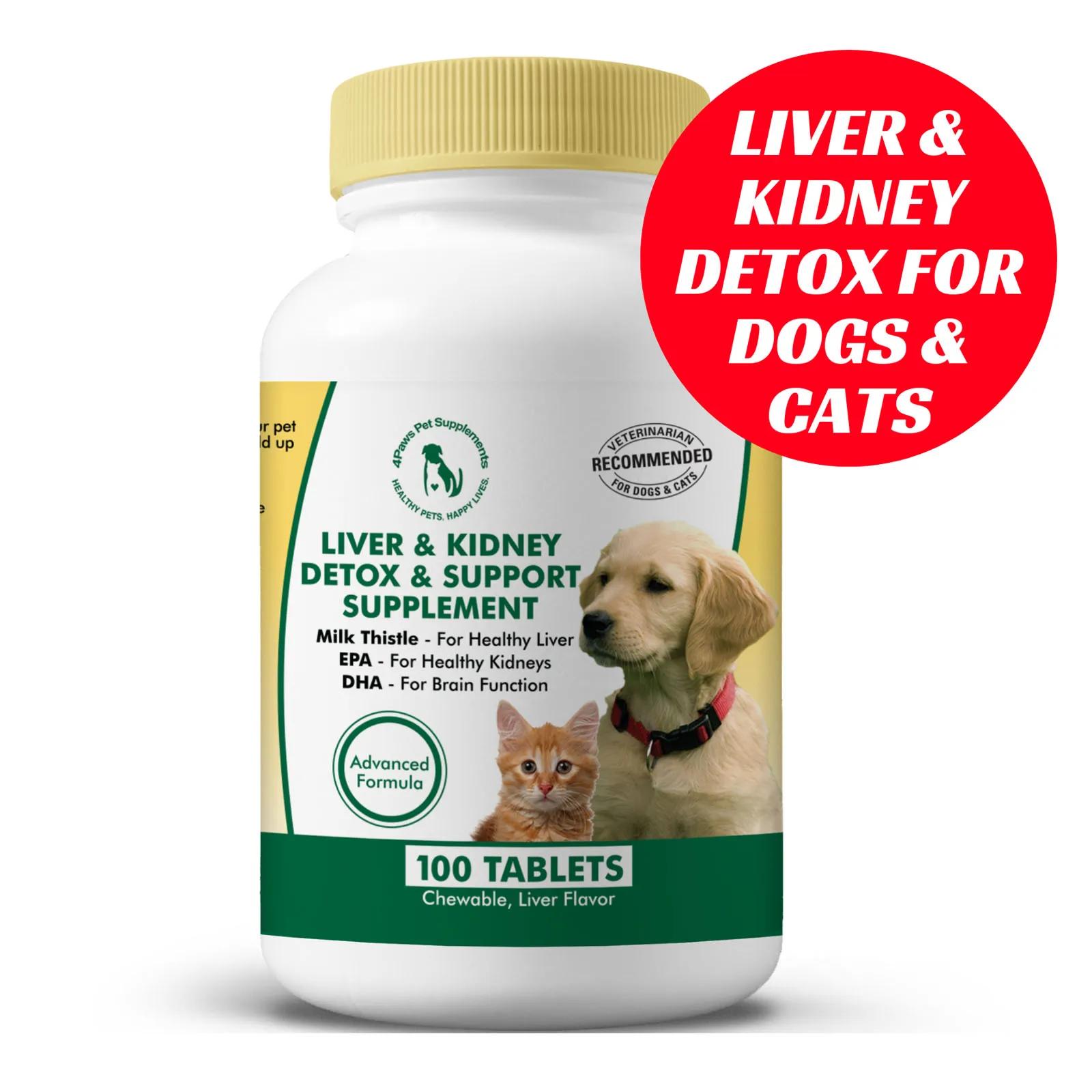 Suplemento de suporte de desintoxicação de fígado e rim para cães e gatos. 100 abas de abas - Image 1