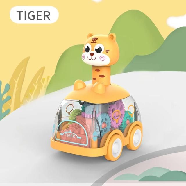 Brinquedo de Carro de Engrenagem Infantil Puxar para Trás Animais Inerciais 1 Unidade