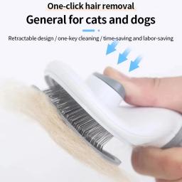 Auto-limpeza Pet Hair Remover Comb, Cat Slicker Brush, Grooming Acessórios, Dog Combs - Image 2