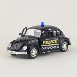 Volkswagen besouro polícia carro, clássico modelo de carro liga, brinquedo do metal, miniatura x7 escala, 1:32, 1:32 - Image 2