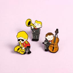 Banda de música esmalte pino trompete sax violoncelo músico violino broches saco roupas lapela emblema música amantes jóias presente broche - Image 5