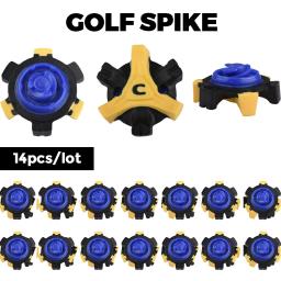Sapato de golfe espigões substituições, altura do dente 5mm, sapato de golfe grampos, fácil instalação, azul preto e amarelo, 14pcs por pacote - Image 1