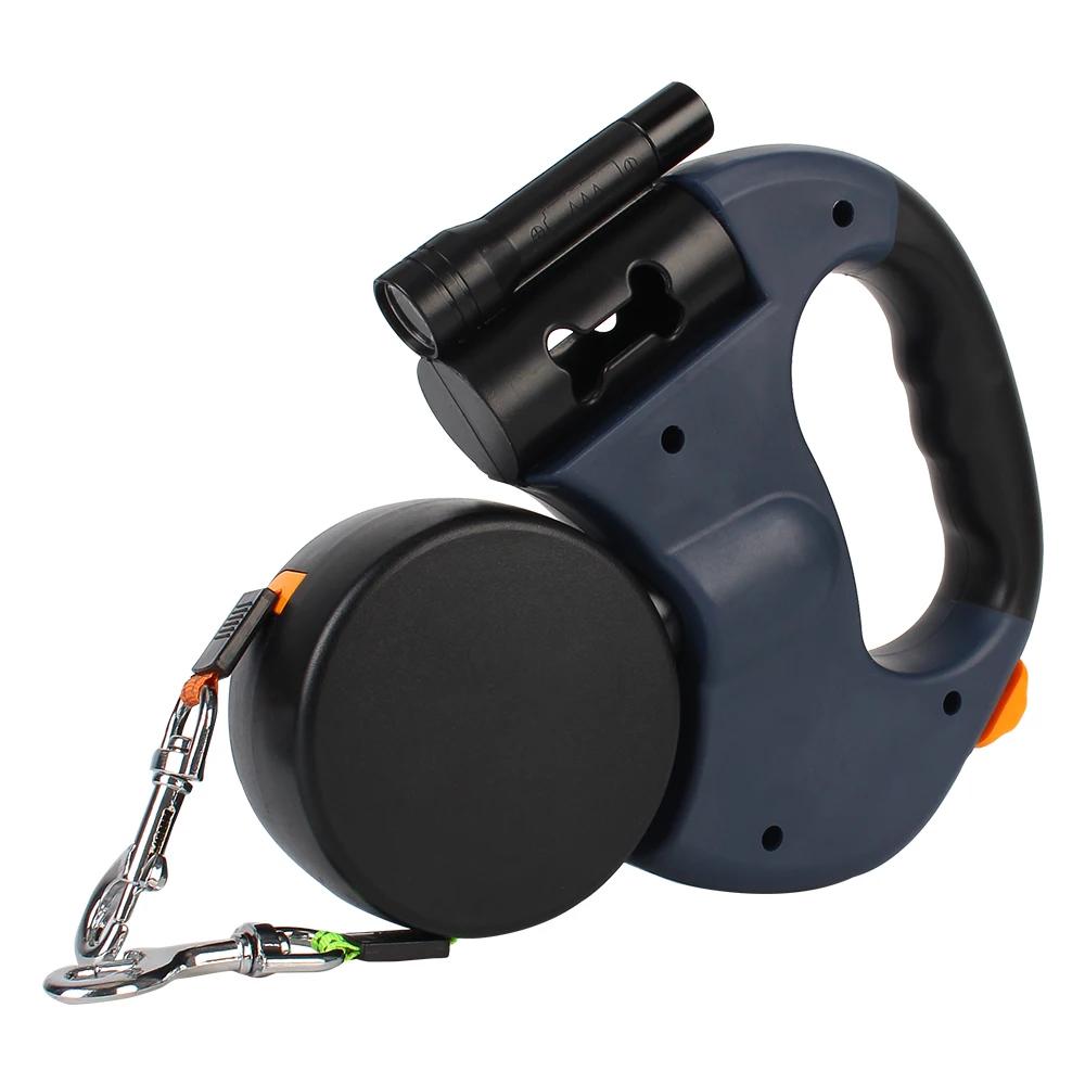 Auto Retrátil Dual Dog Leash, Pet fornecimentos, Double-Ended corda de tração, lanterna, saco de resíduos, Box Roulette, 3m - Image 1