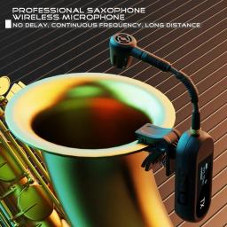 Sistema de microfone saxofone sem fio, clip no instrumento, apto para saxofone e trompete, 100 pés de transmissão - Image 3