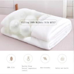 Lanlika-Luxo Branco Natureza Colcha De Seda, 100% Consolador De Seda, Calor Jacquard Edredon, toda a temporada, duplo, rainha, rei Cobertor Do Sono, 1Pc - Image 3