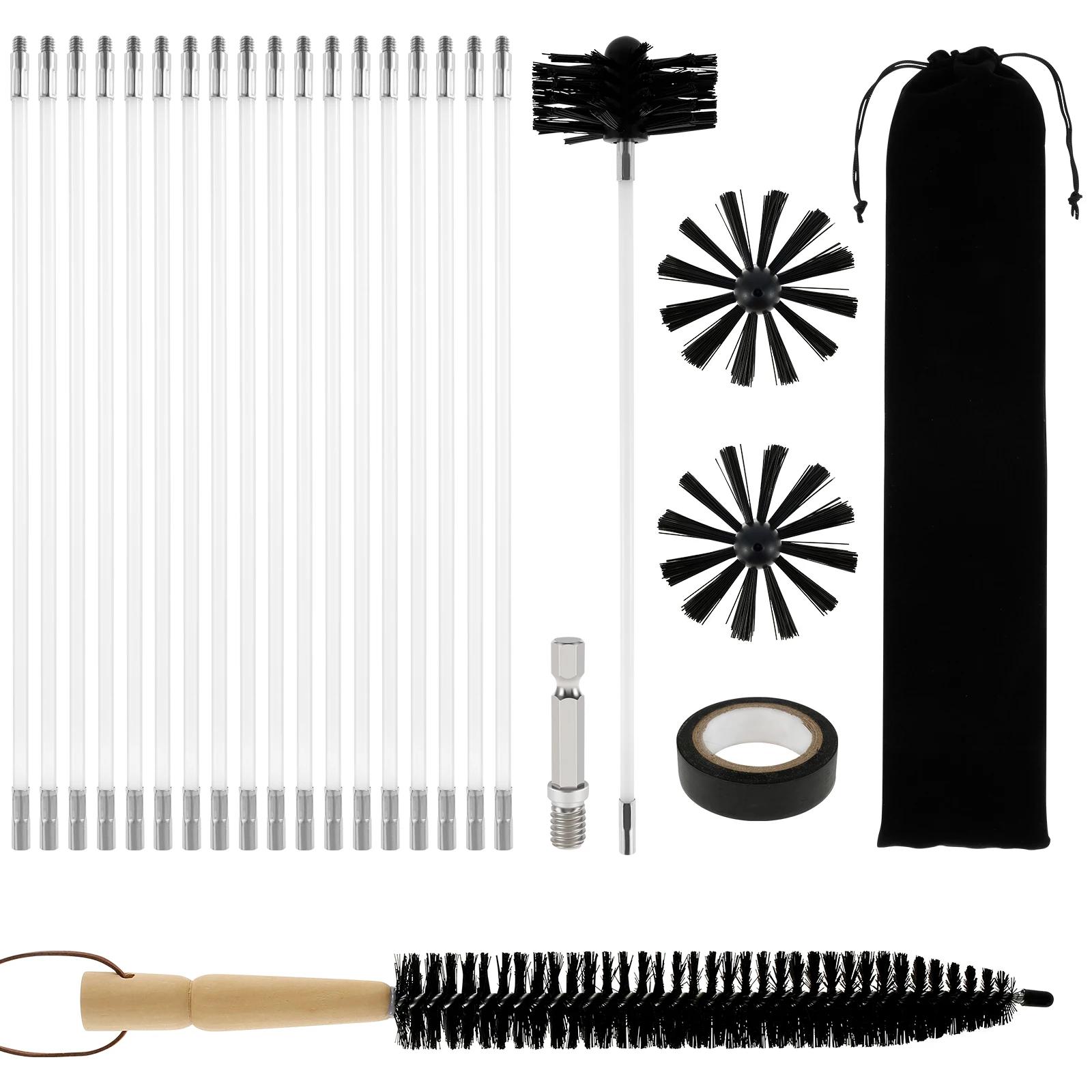 Conjunto De Escova De Limpeza De Chaminé, Secador Flexível Limpador De Ventilação Cerdas Macias, Ferramenta De Limpeza De Dutos De Ar, Tubos, 7.2m - Image 1