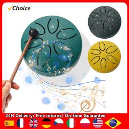 Aço Tongue Drum for Meditation, Mini Handpan Drum, instrumento de percussão, tambor amassado com bainas, Yoga, 3 em, 6 Notas - Image 1