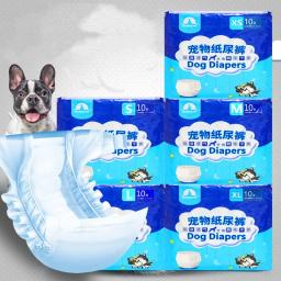 Fralda descartável para cães à prova de vazamento, absorção ultra-fisiológica masculina, calças pet, calções respiratórios para cachorros, 10pcs - Image 1