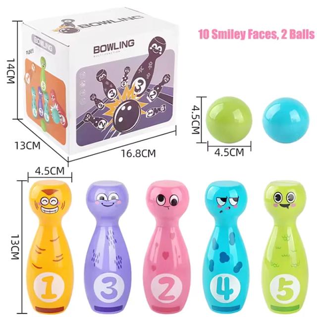 Conjunto de Boliche Infantil Emoji Divertido - Brinquedo Interativo para Família