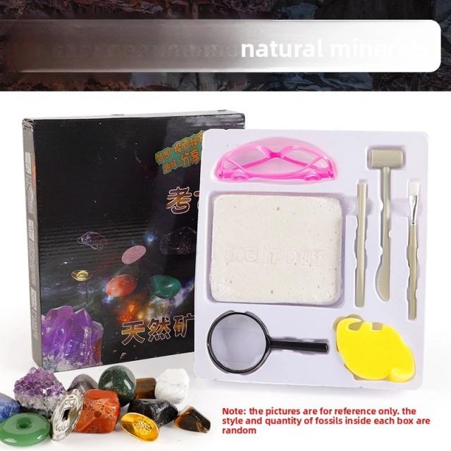 Brinquedo Científico Kit Escavação Pedras Preciosas Diamantes Cristal Dinossauro Fóssil Arqueologia