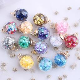 10 unidades/pacote colorido transparente glitter pequena estrela desejando garrafa bola de vidro cristal pingentes jóias diy artesanato decoração natal - Image 1