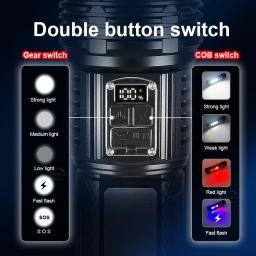 Lanterna LED de alta potência, lâmpada recarregável USB, lanterna de acampamento ao ar livre, lanterna tática, tocha super brilhante, 1500W, 10000000LM - Image 4
