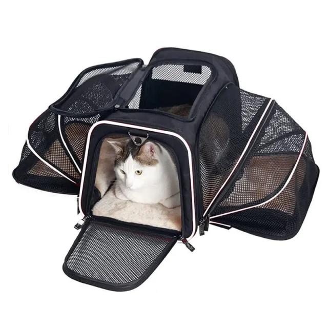 Mochila Portátil Respirável e Expansível para Pets, Ideal para Viagens ao Ar Livre com Gatos e Cães