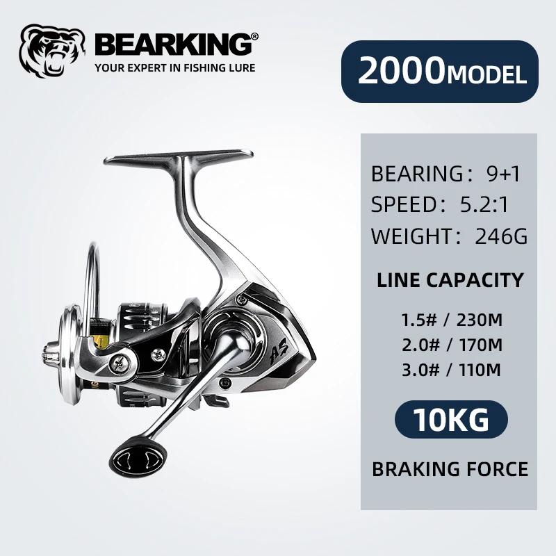 Bearking marca nova chegada carretel de pesca de água salgada fiação 1000-6000 9 + 1bb 5.2:1 arrasto máximo 10-20kg carretéis à prova de água - Image 1