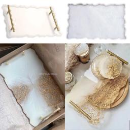 2 pçs bandeja de silicone molde diy grande retângulo bandeja resina uv molde cristal cola epoxy silicone molde frutas disco placa chá tabletop coaster - Image 1
