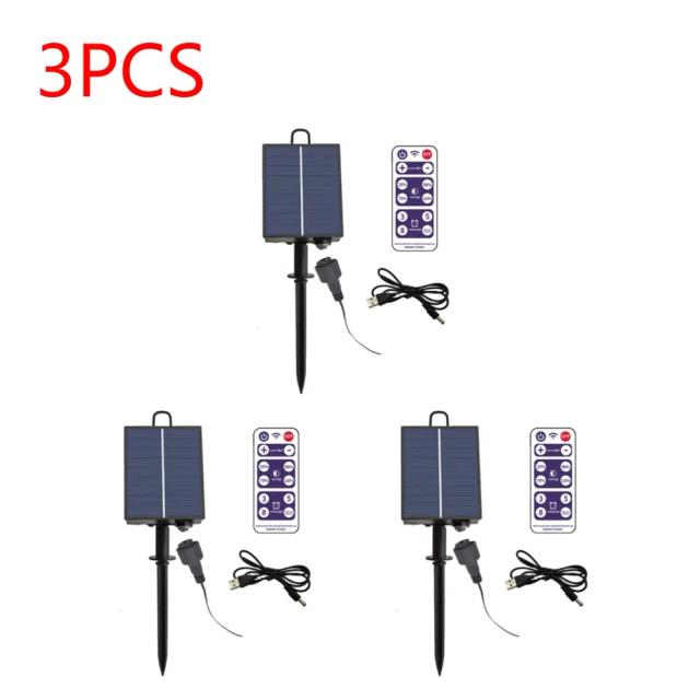 Caixa de Bateria Solar com Controle Remoto para Lâmpadas LED, Ideal para Jardins e Acampamentos, Disponível em 1 a 3 Peças