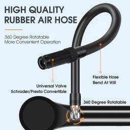 Oeste bicicleta-bomba de alta pressão para pneu de bicicleta, medidor digital, para mtb, bicicleta de estrada, schrader, presta valve, 320psi - Image 4
