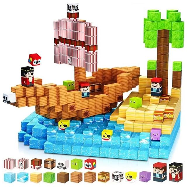 Brinquedo Cubos Magnéticos Montessori Blocos de Construção Sensorial