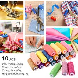 10 pçs kits de linha de costura 200 jardas cada carretel linha de poliéster mão costura linha de bordado para diy artesanato ferramenta máquina de costura - Image 3