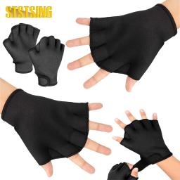 Luvas de natação impermeáveis, luvas aquáticas, luvas de treinamento, pás de mão, nadadeiras Aqua sem dedos, homens e mulheres, 1 par - Image 1