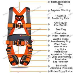 Arnês de segurança de trabalho de alta altitude de cinco pontos Cinto de segurança de corpo inteiro/corda Treinamento de escalada ao ar livre Equipamento de proteção de construção - Image 4