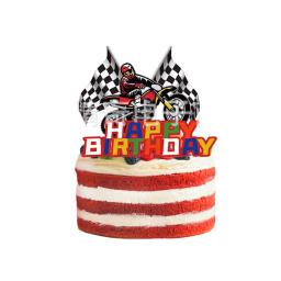 Motocicleta temática festa de aniversário decoração para meninos, sujeira bike, bolo toppers, banner, balão, feliz aniversário, festa suprimentos - Image 3