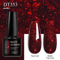 MEET ACROSS 7ml Série Vermelha Gel Unha Polonês Glitter Vermelho Inverno Verniz Da Arte Do Prego Semi Permanente Soak Off Gel UV Para Unhas - Image 3