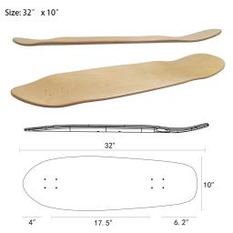 Surf skate deck, qualidade profissional, 33x10 polegadas, 1 parte - Image 6