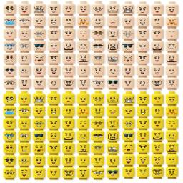 56 pçs/lote diy figuras cabeça blocos de construção acessórios rir chorar bonito irritado expressão facial mini tijolos brinquedos modelo crianças presentes - Image 1