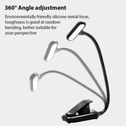 Lâmpada de mesa LED com braçadeira, partitura luz, profissional, ângulo de 360, ajustável, recarregável, leitura de folhas - Image 2