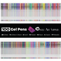 Canetas Gel para Adulto, Conjunto de Desenho, Scrapbook, Purpurina, Neon, Pastel, Metálico, Dicas Finas, Caneta Esferográfica, 100 Cores - Image 6