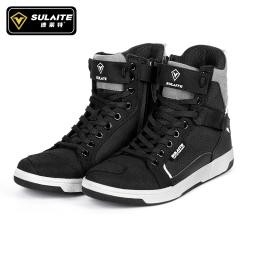 Homens botas de motocicleta respirável anti-queda piloto de corrida de estrada sapatos casuais botas mudança de engrenagem sola de borracha reflexiva sapatos de moto - Image 1