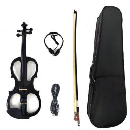 Violino elétrico com caso e arco cordas para estudantes iniciantes, madeira maciça, 4/4 Tamanho - Image 1