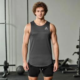 Regata de ginástica sem mangas masculina, Camisa de treinamento de corrida, Musculação Muscular Workout Vest, Man Gym Clothes - Image 5